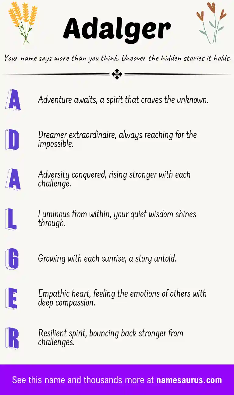 Acrostic poem about Adalger.