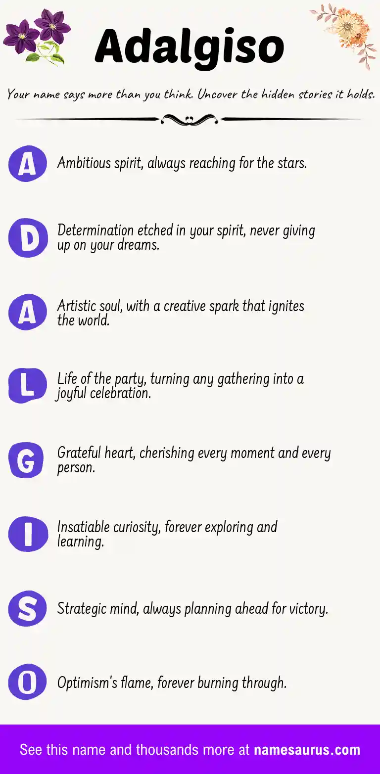 Acrostic poem about Adalgiso.