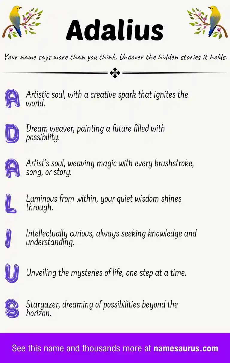 Acrostic poem about Adalius.