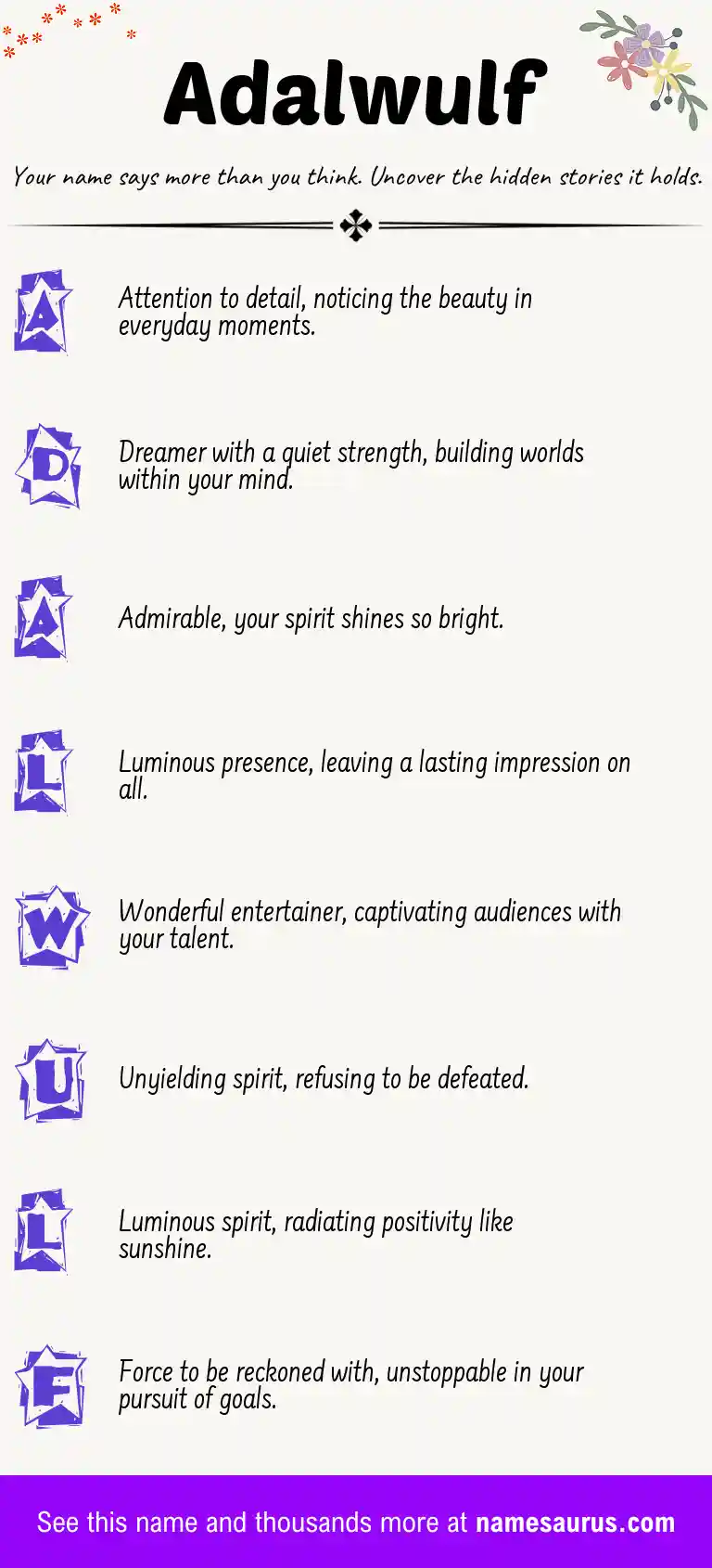Acrostic poem about Adalwulf.