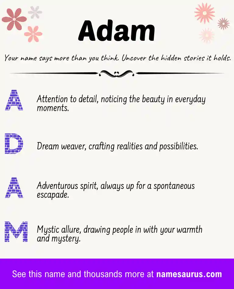 Acrostic poem about Adam.