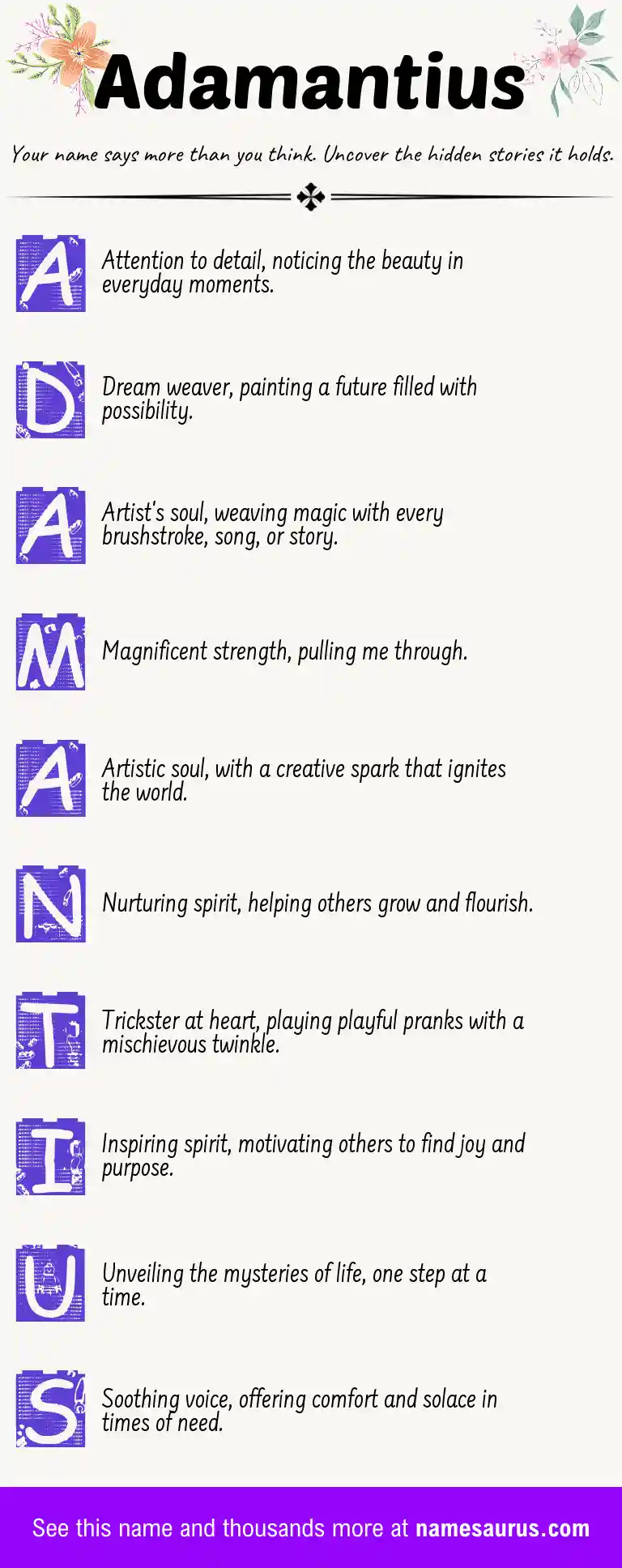 Acrostic poem about Adamantius.