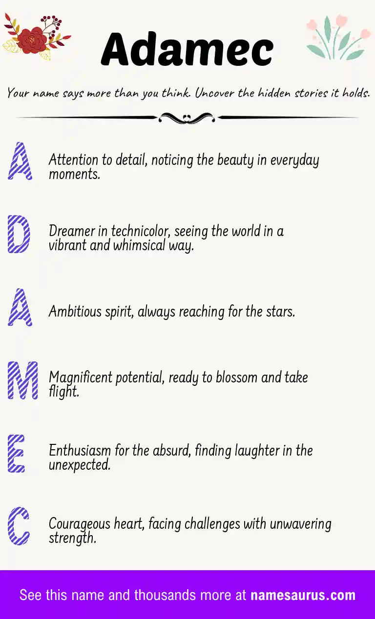 Acrostic poem about Adamec.