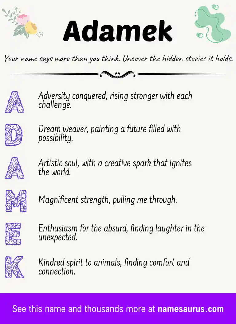 Acrostic poem about Adamek.
