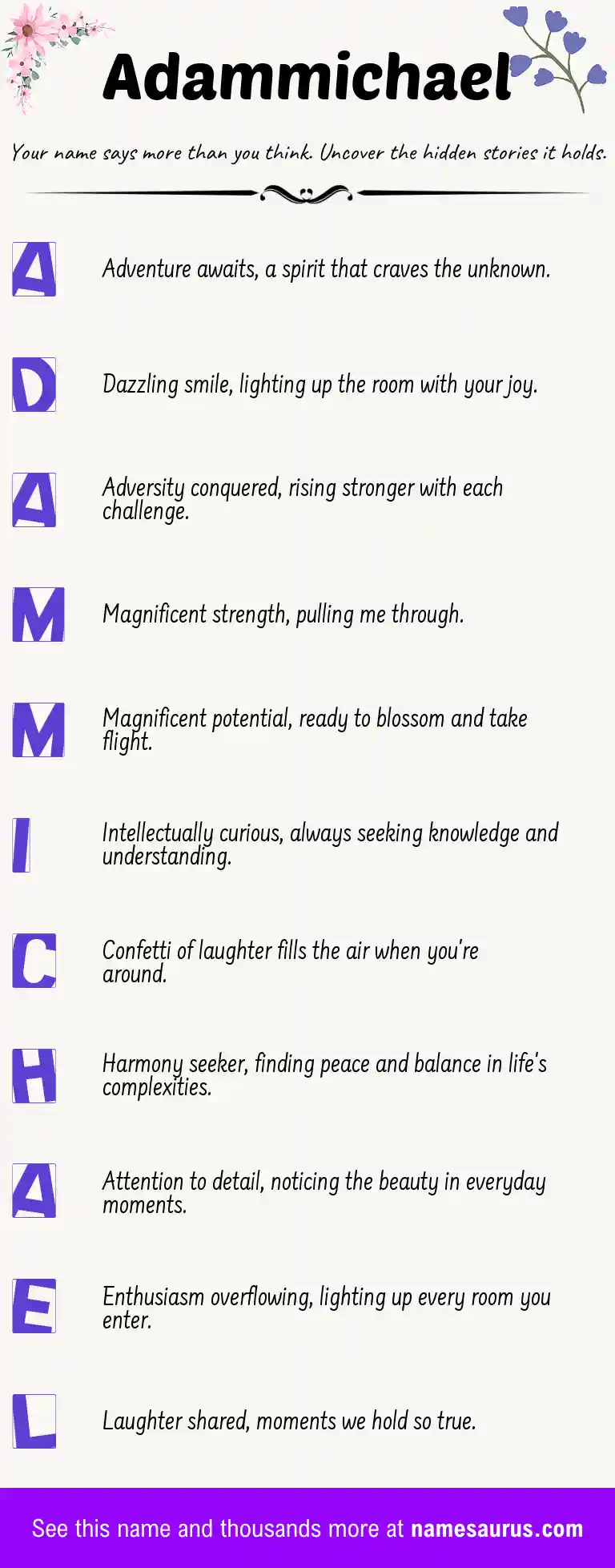 Acrostic poem about Adammichael.
