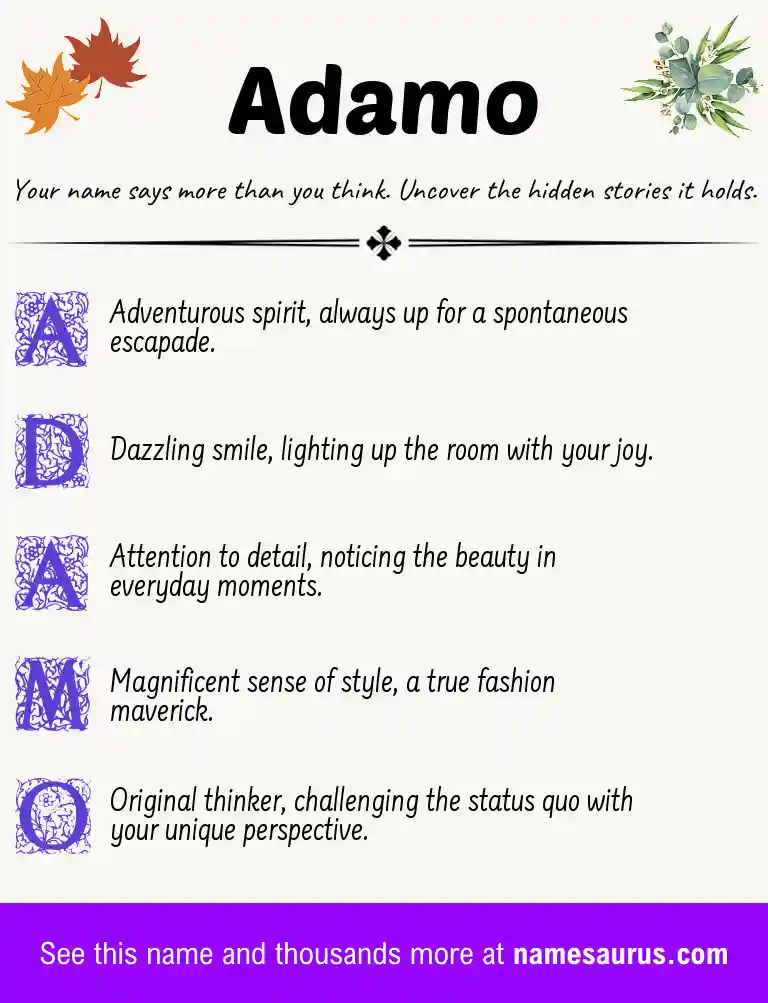 Acrostic poem about Adamo.