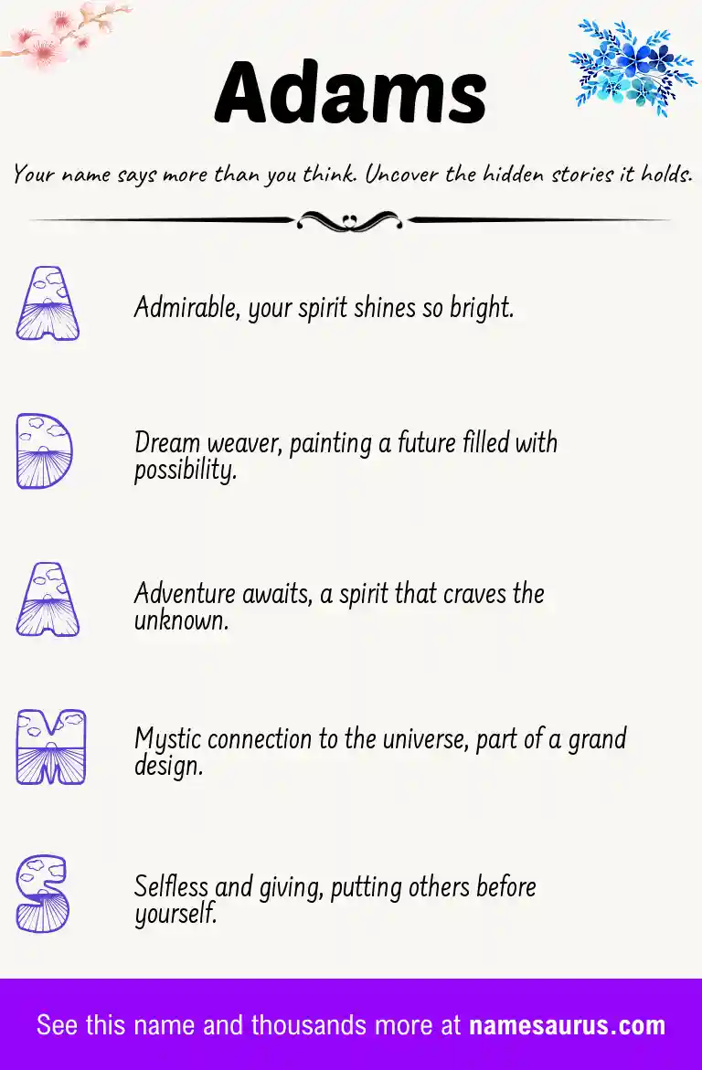 Acrostic poem about Adams.