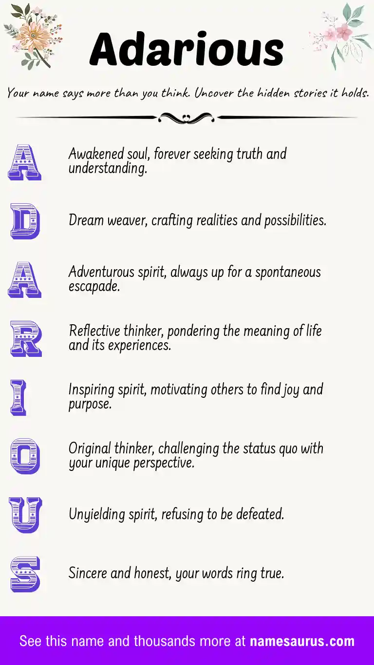 Acrostic poem about Adarious.