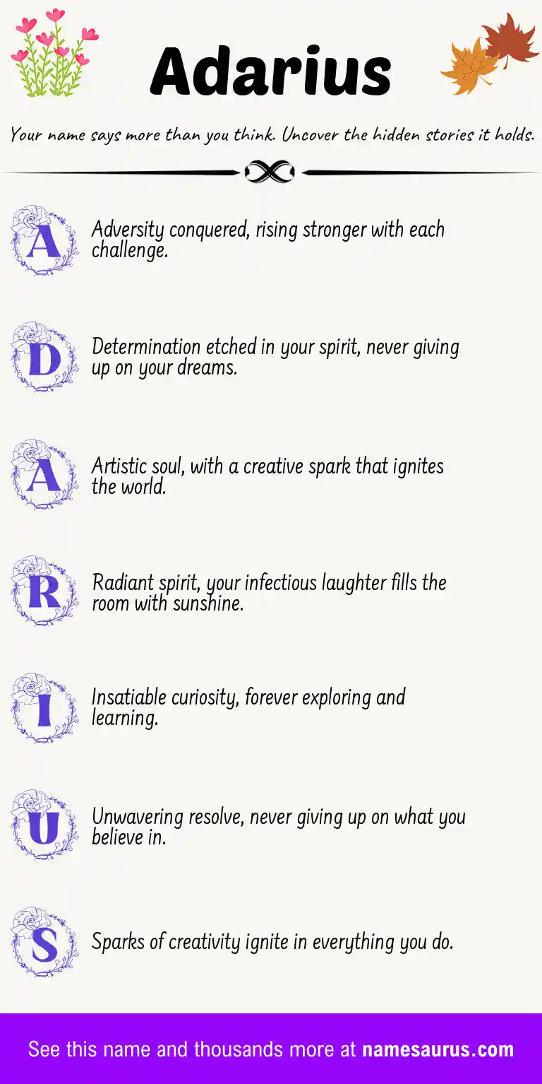 Acrostic poem about Adarius.