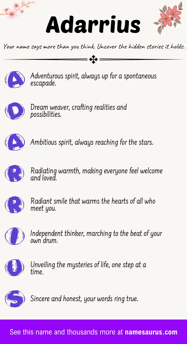 Acrostic poem about Adarrius.
