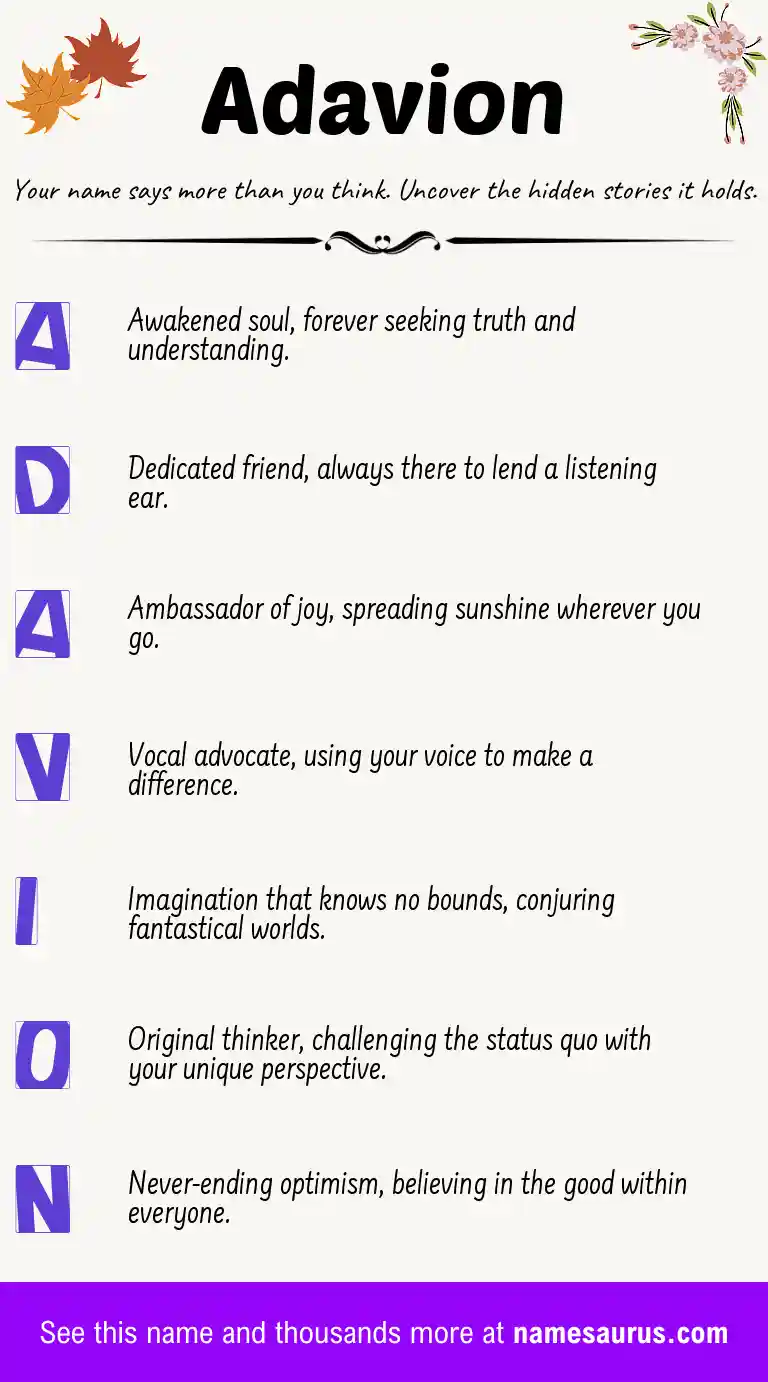 Acrostic poem about Adavion.