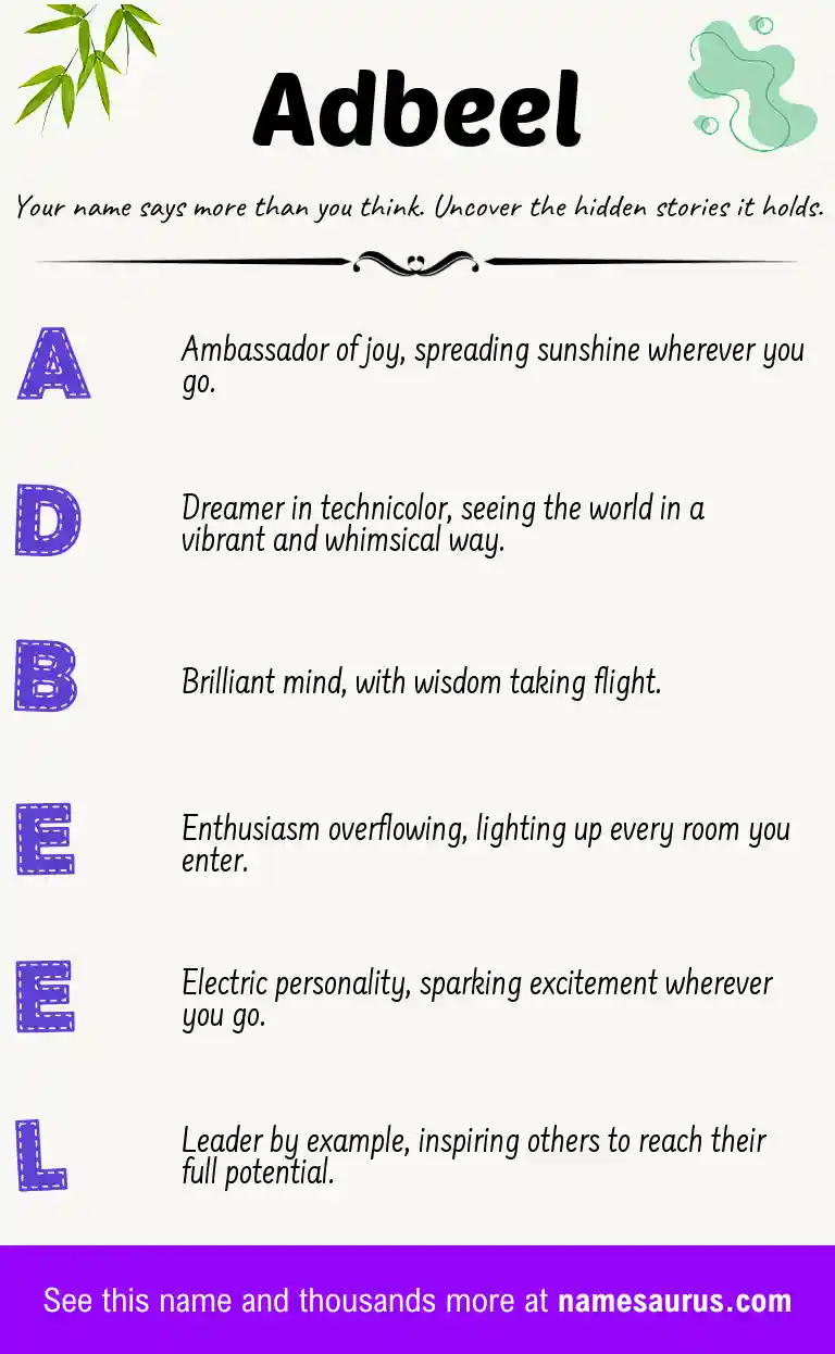 Acrostic poem about Adbeel.