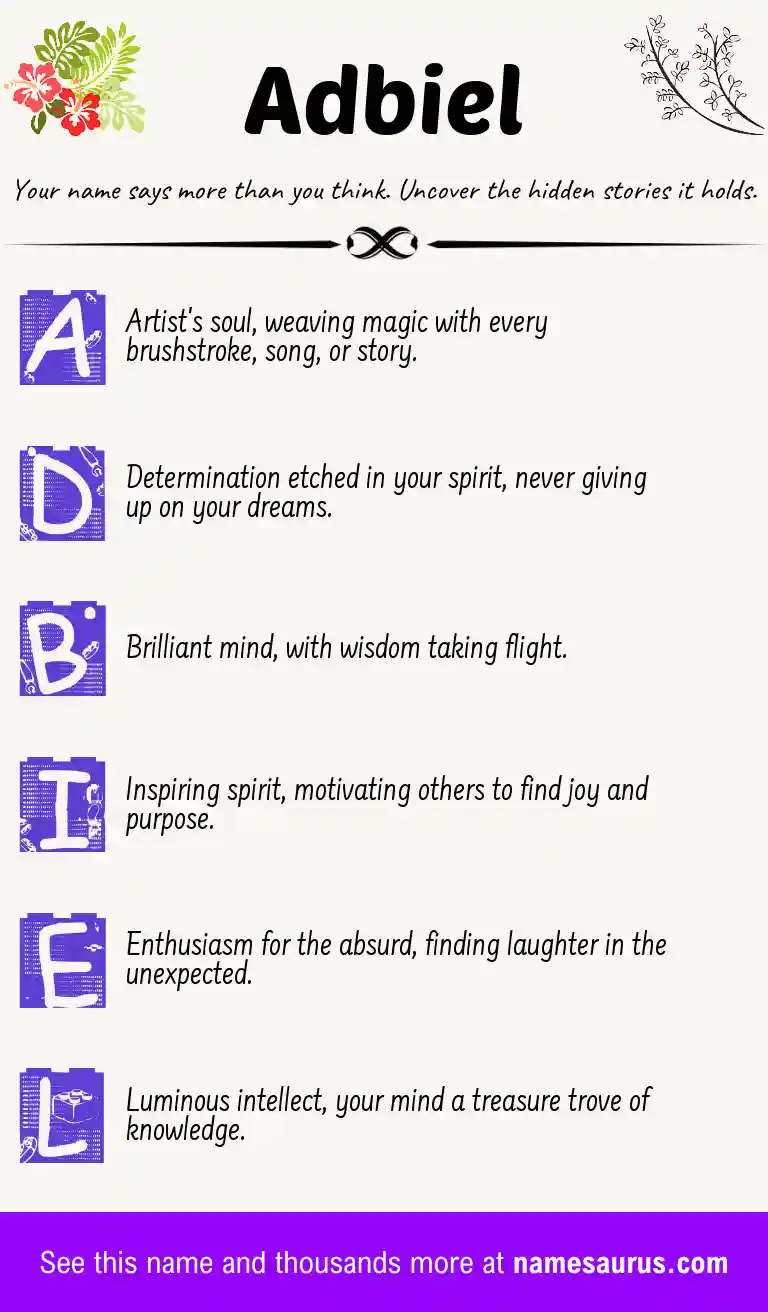 Acrostic poem about Adbiel.