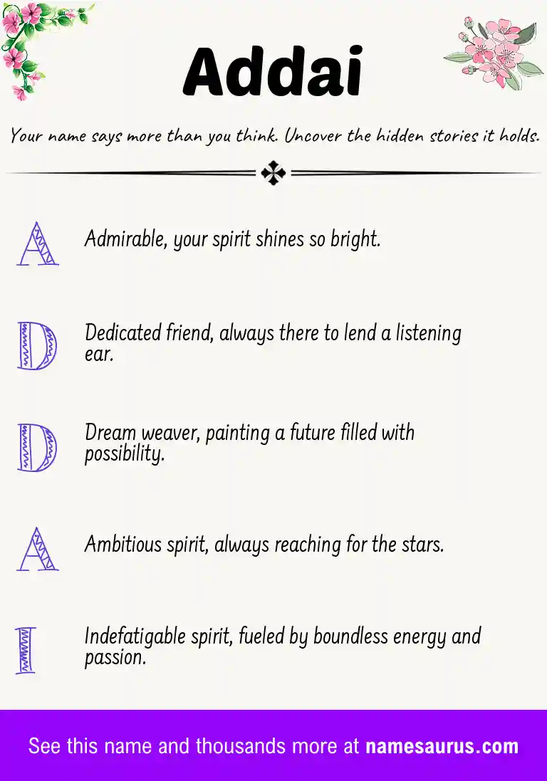 Acrostic poem about Addai.