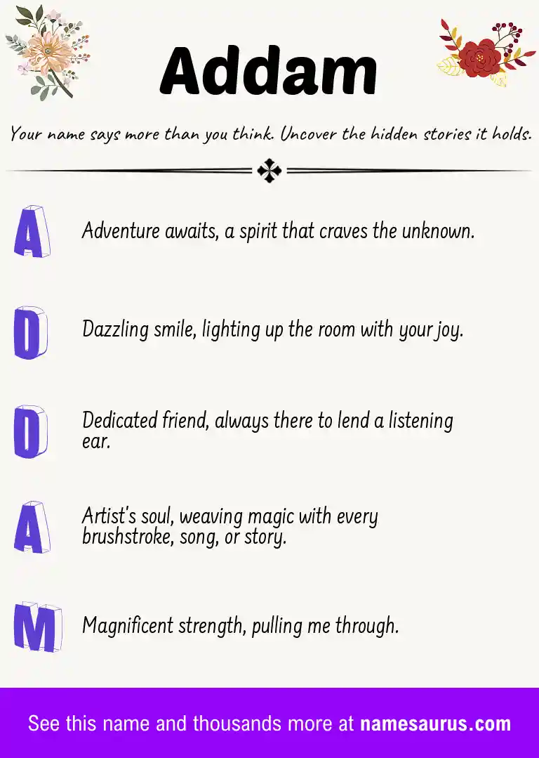 Acrostic poem about Addam.