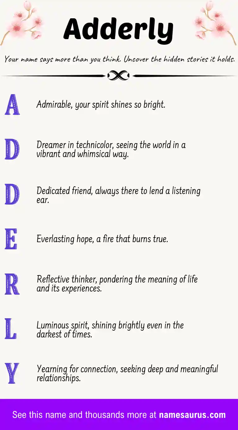 Acrostic poem about Adderly.