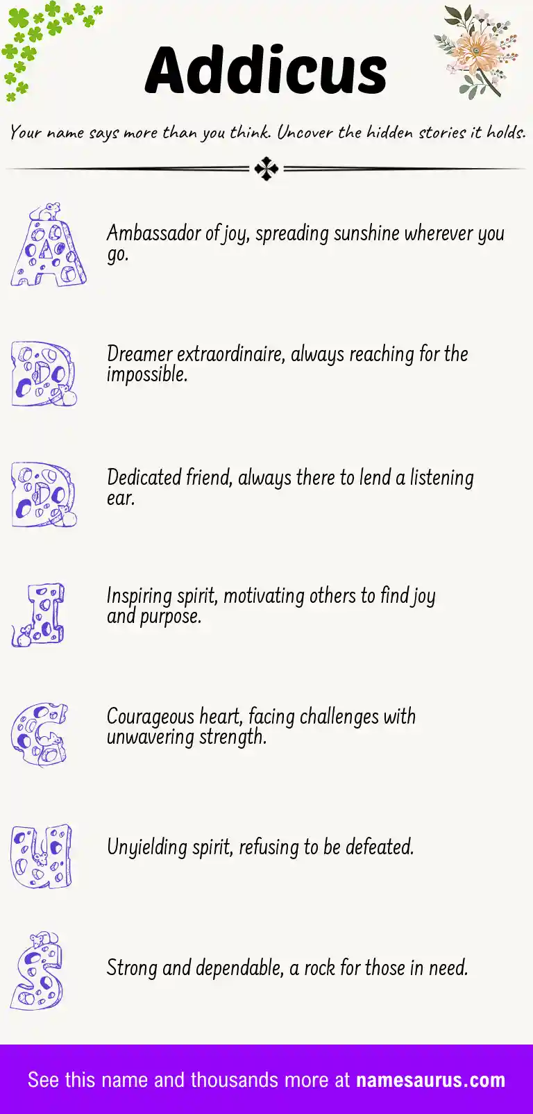 Acrostic poem about Addicus.