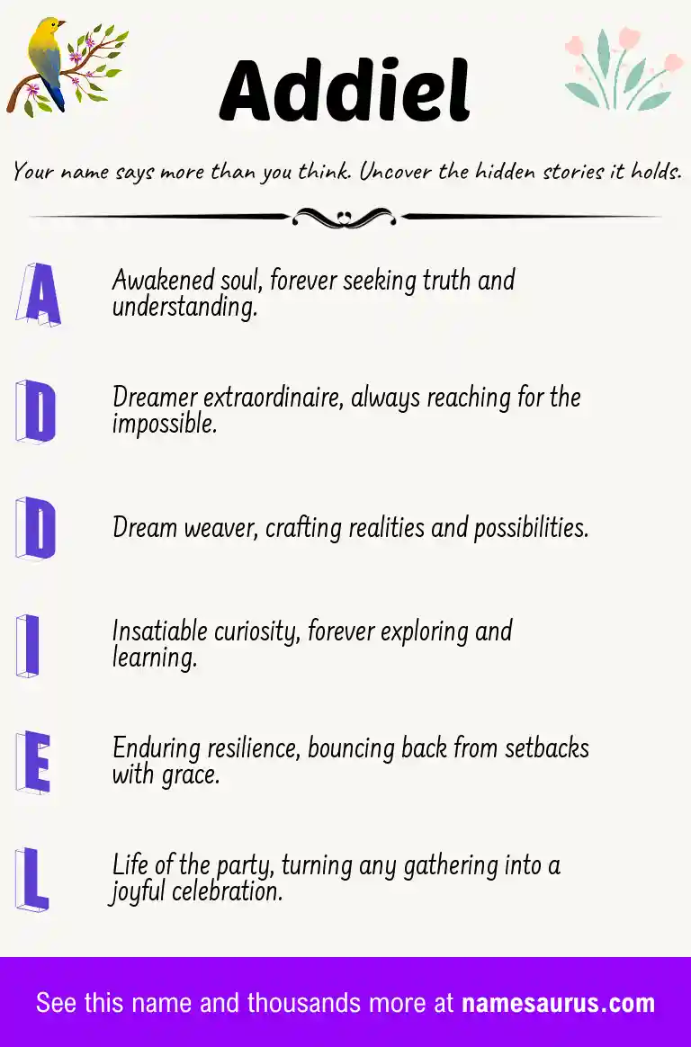 Acrostic poem about Addiel.