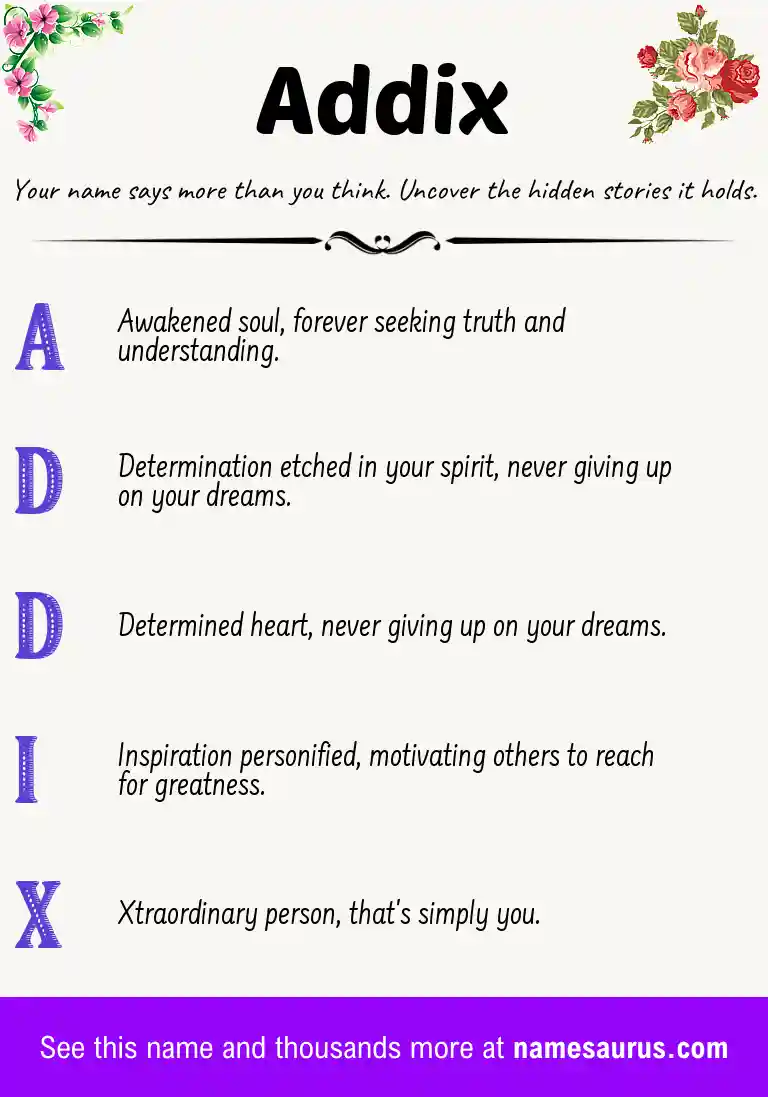 Acrostic poem about Addix.