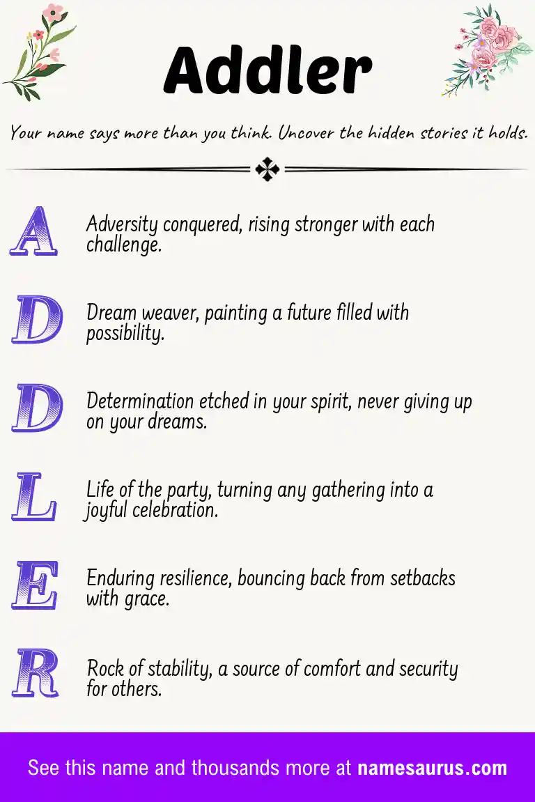 Acrostic poem about Addler.