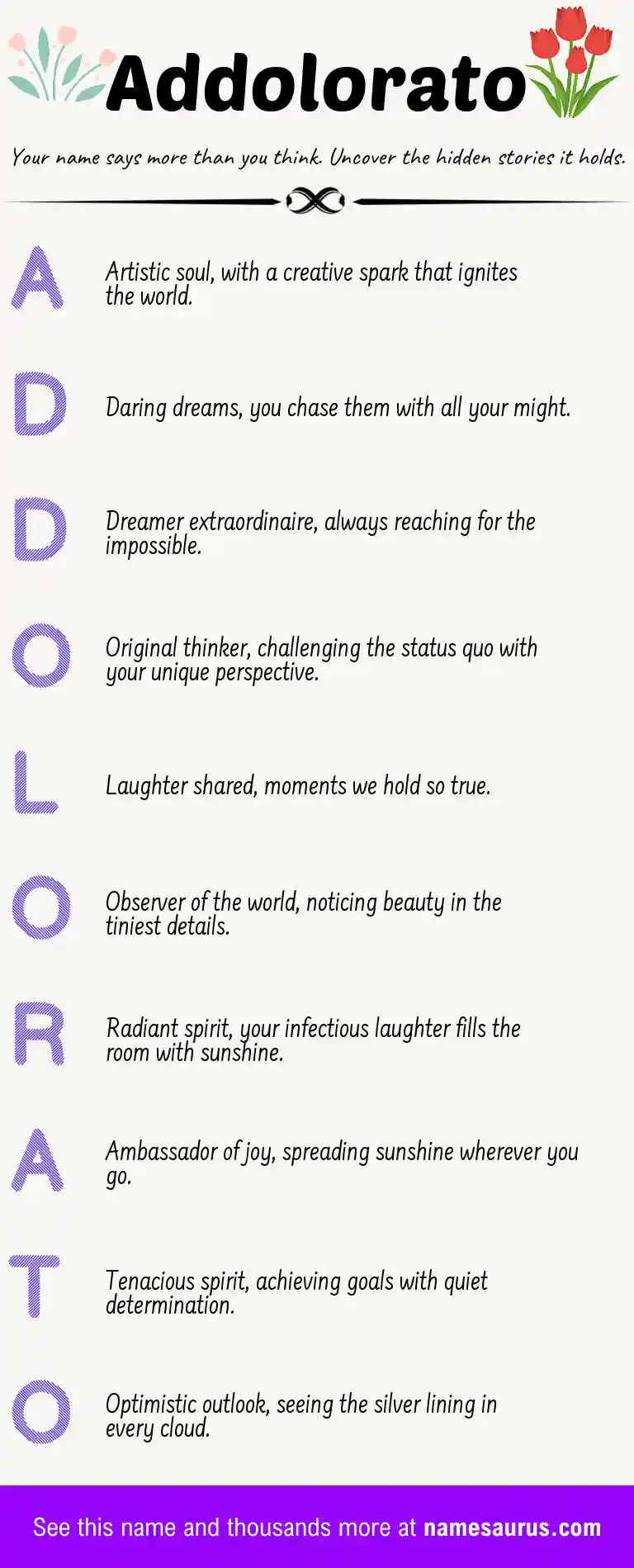Acrostic poem about Addolorato.
