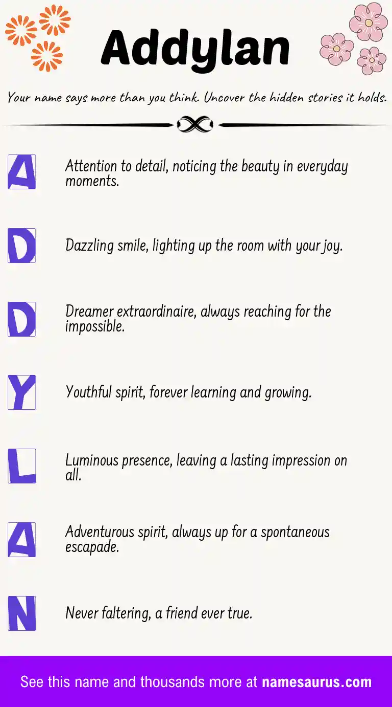 Acrostic poem about Addylan.