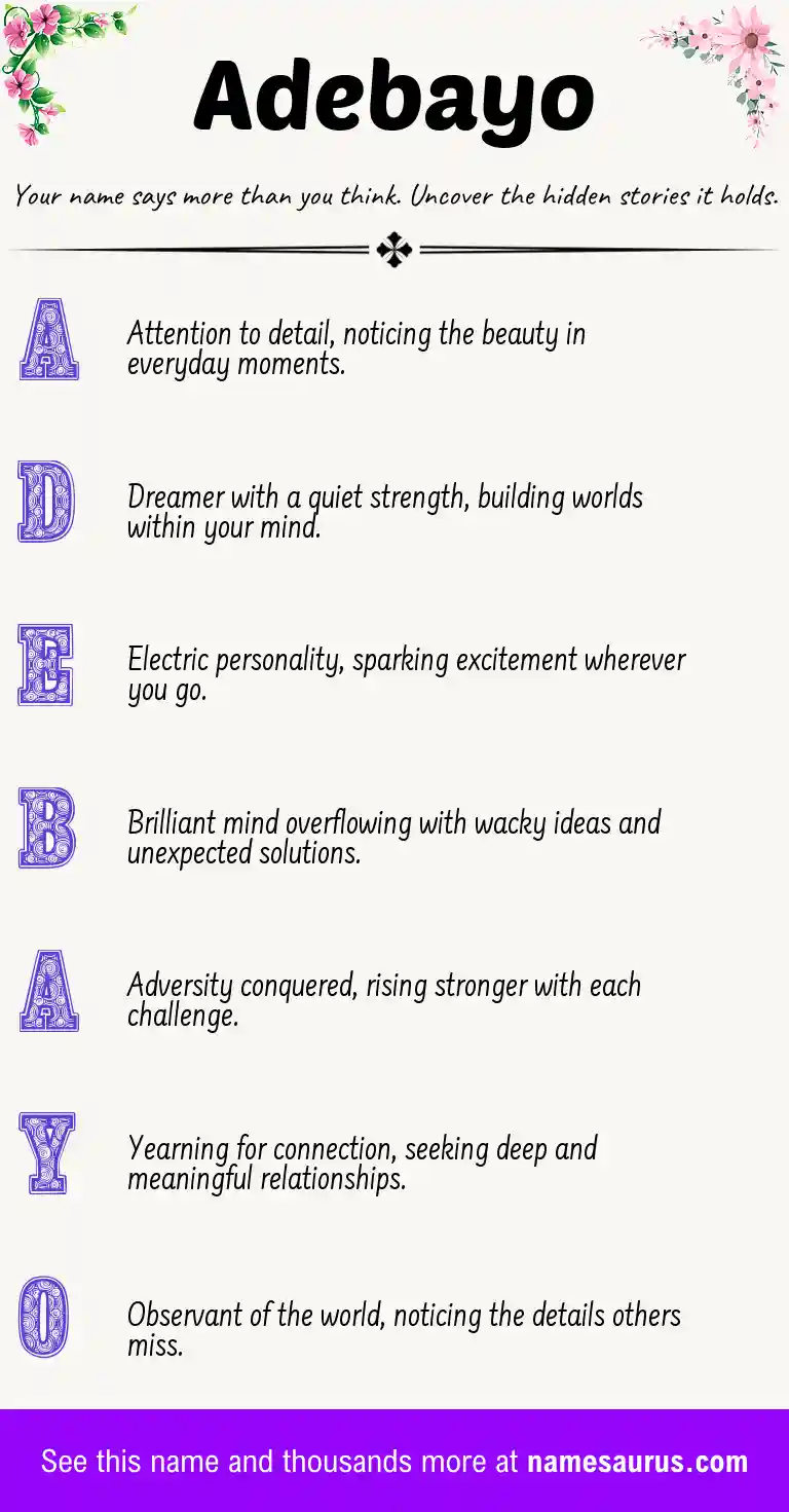 Acrostic poem about Adebayo.