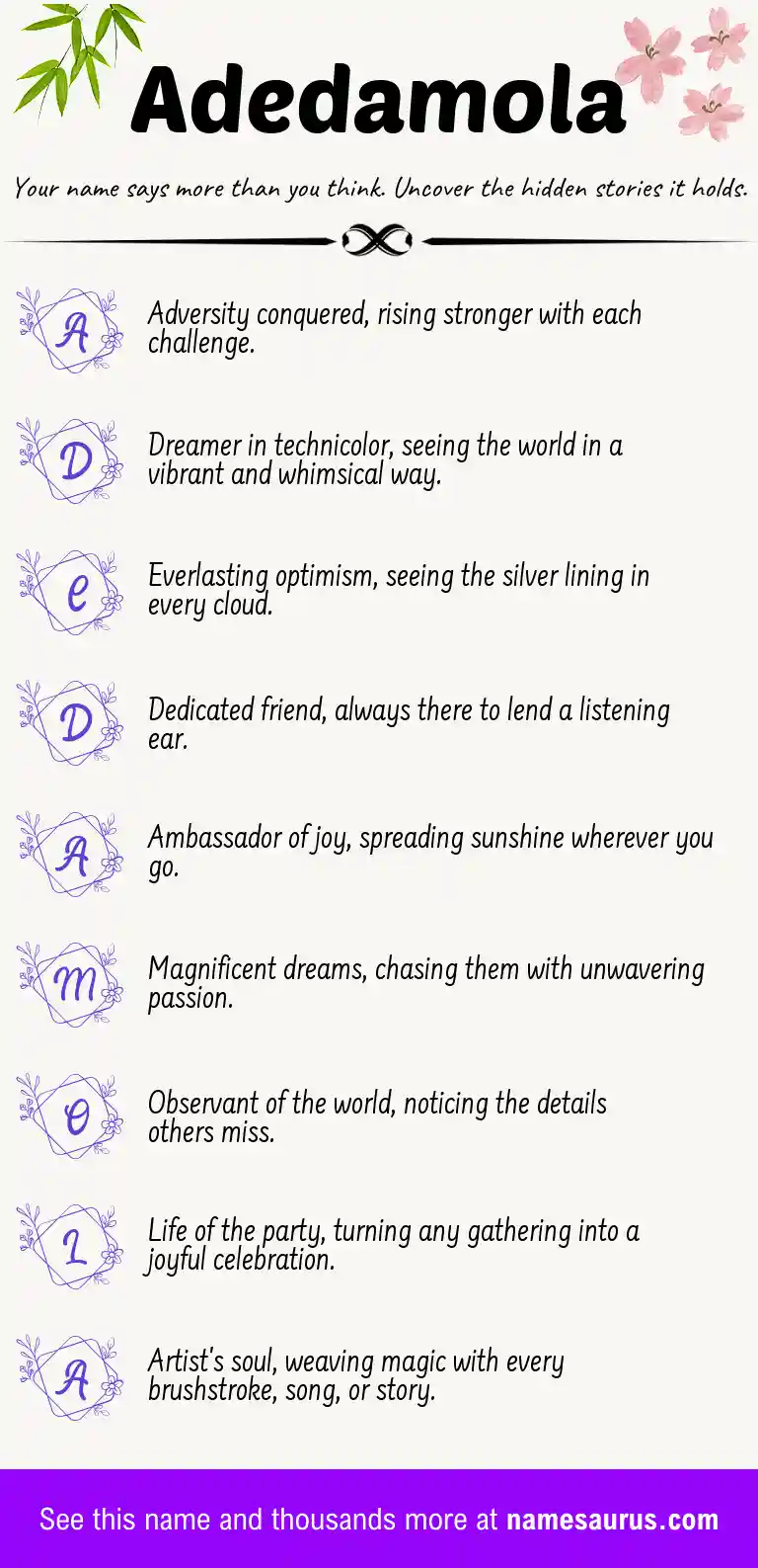 Acrostic poem about Adedamola.