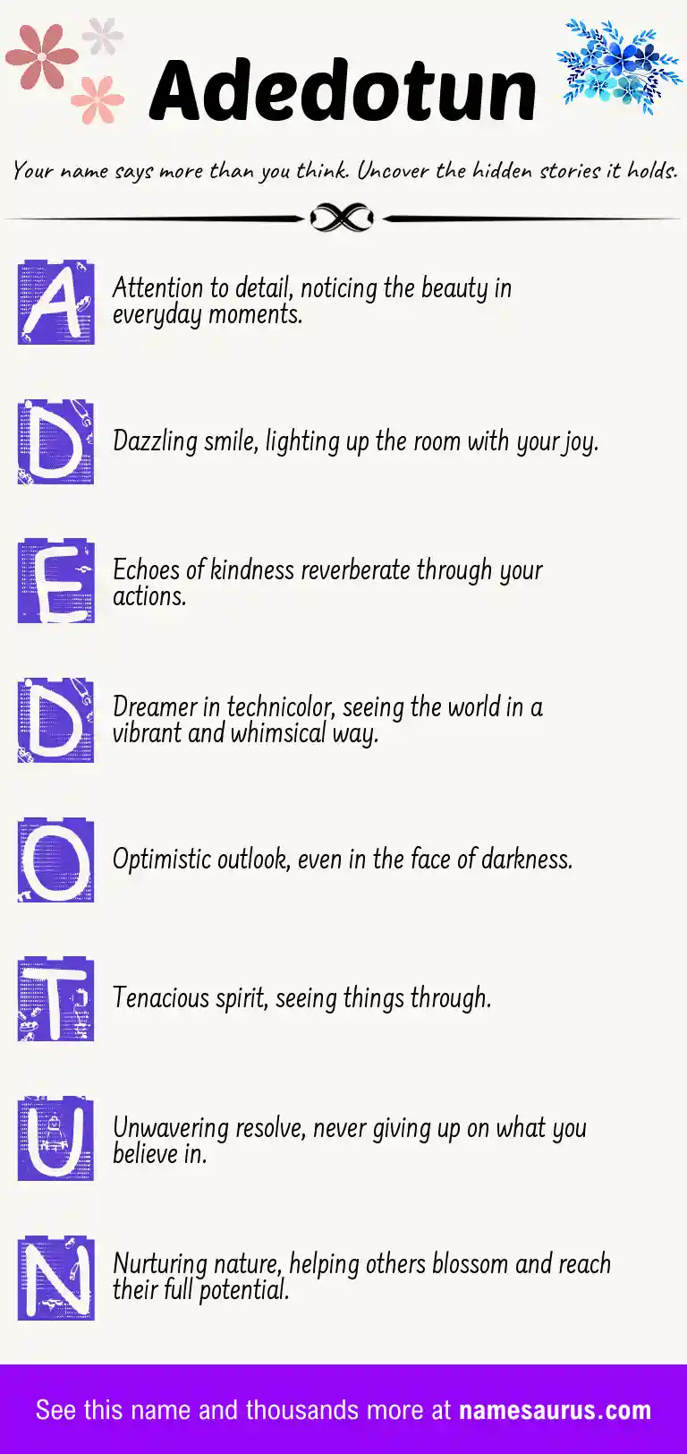 Acrostic poem about Adedotun.