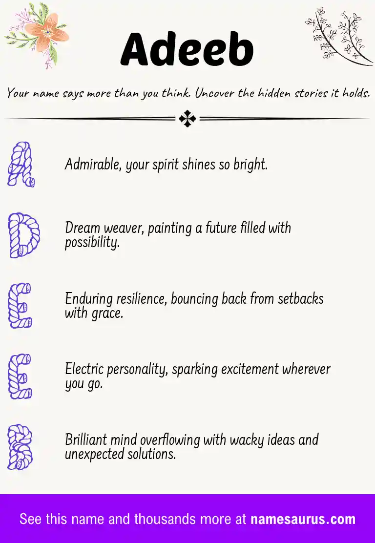 Acrostic poem about Adeeb.