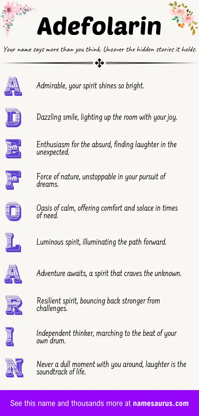 Acrostic poem about Adefolarin.