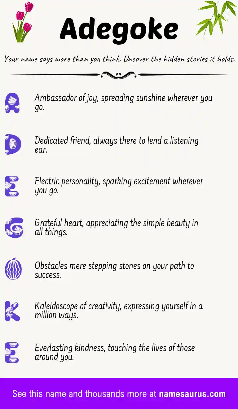 Acrostic poem about Adegoke.