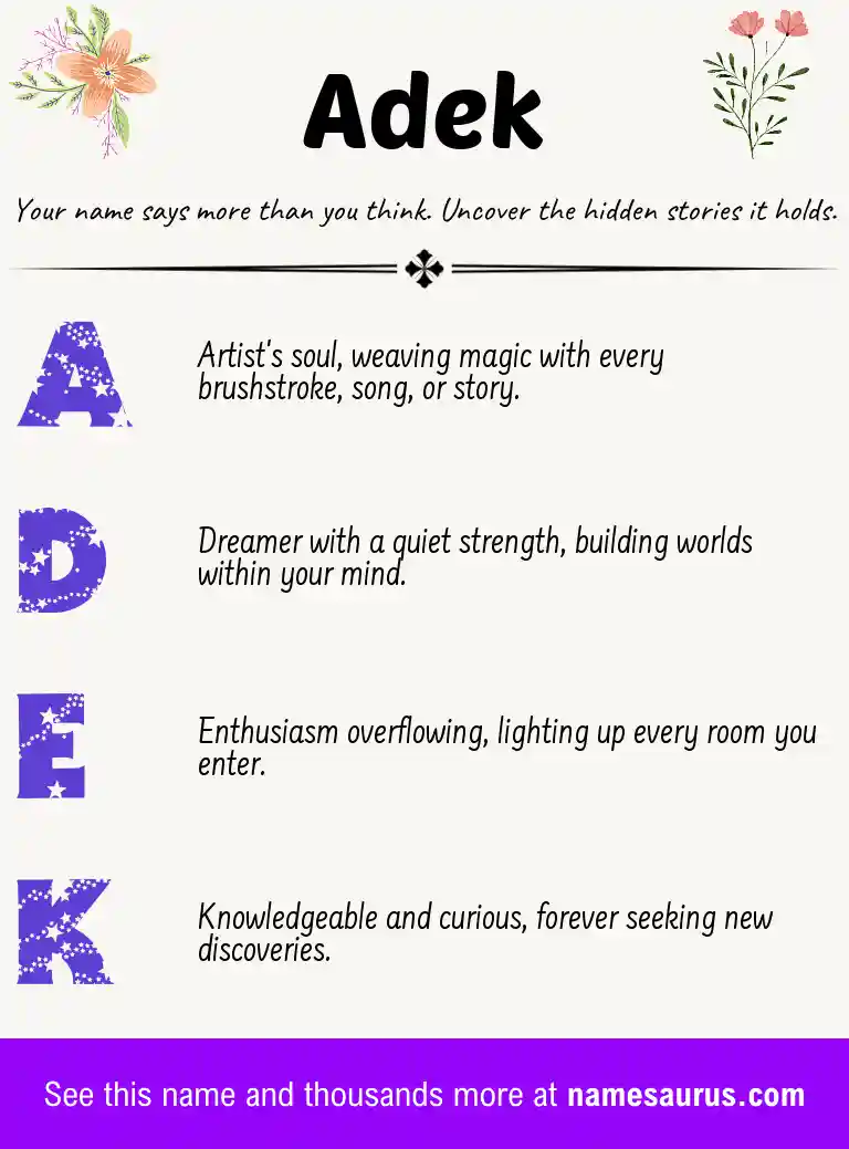 Acrostic poem about Adek.