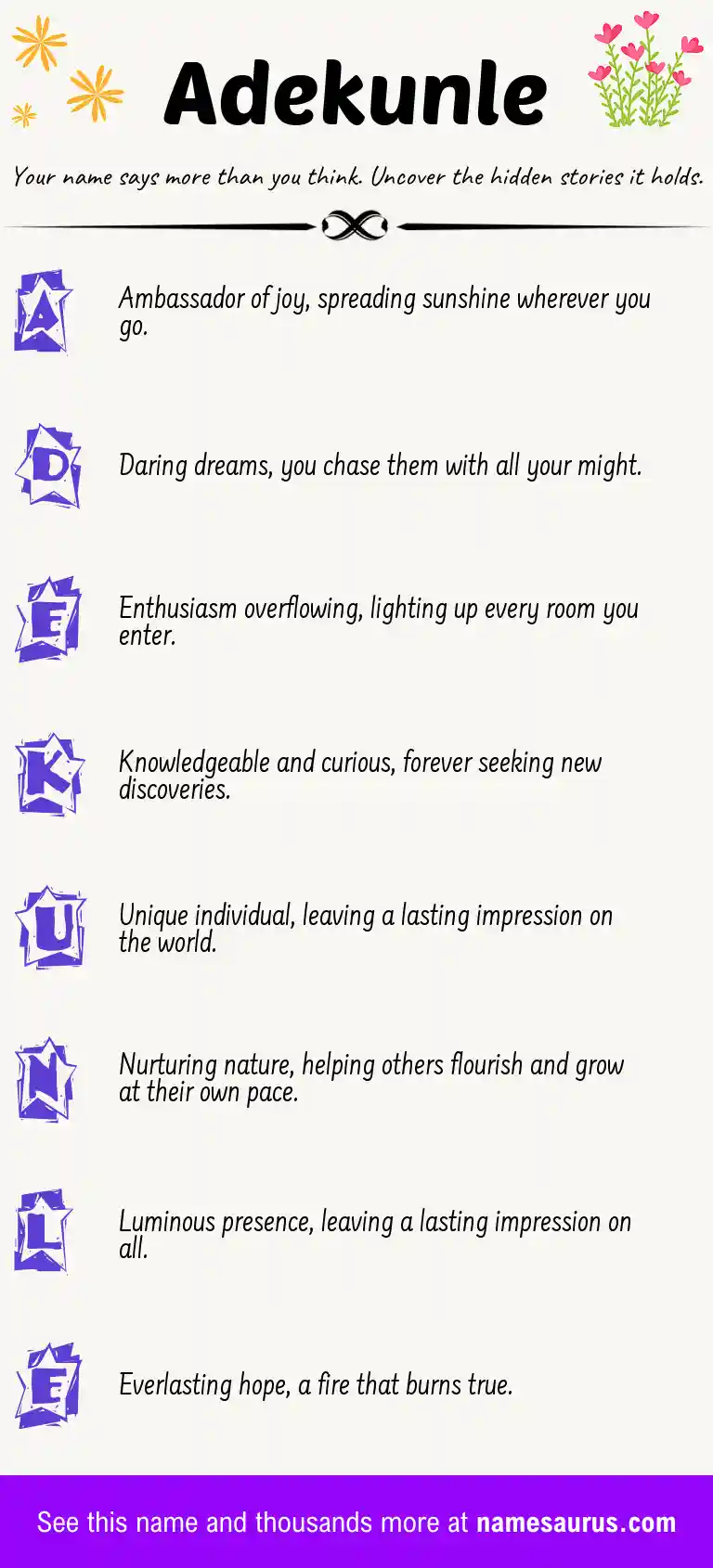 Acrostic poem about Adekunle.