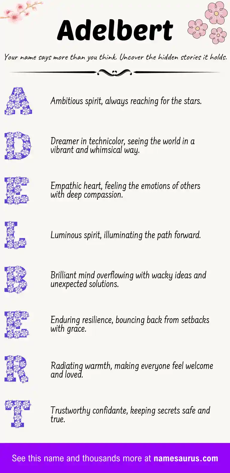 Acrostic poem about Adelbert.