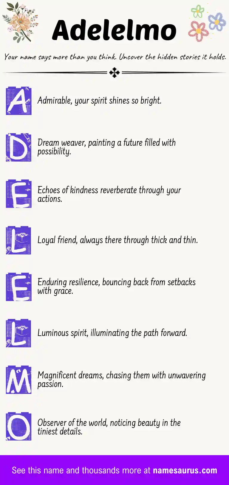 Acrostic poem about Adelelmo.