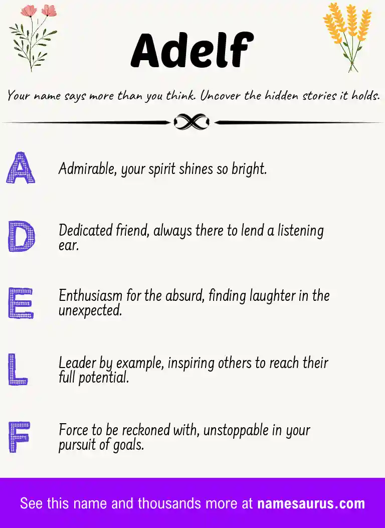 Acrostic poem about Adelf.