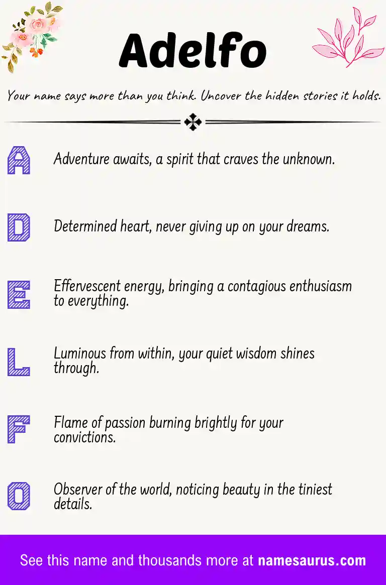 Acrostic poem about Adelfo.