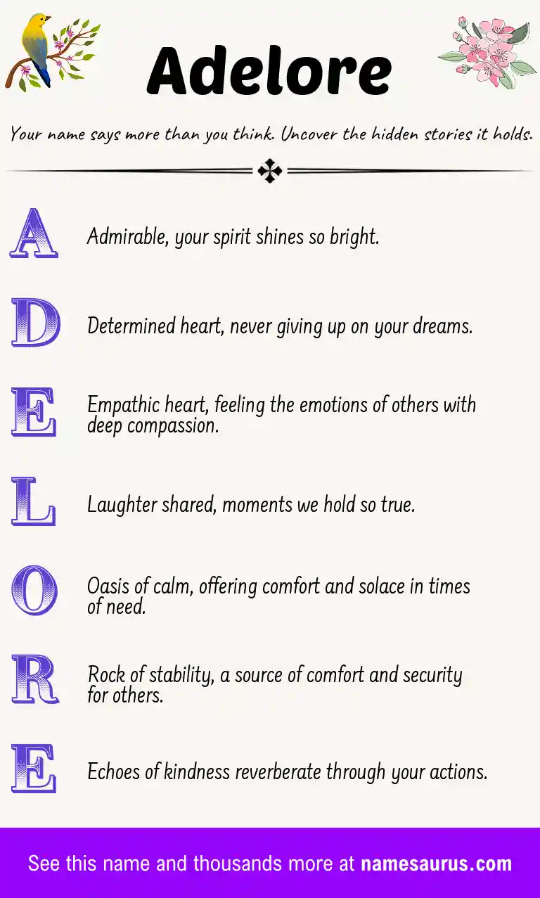 Acrostic poem about Adelore.