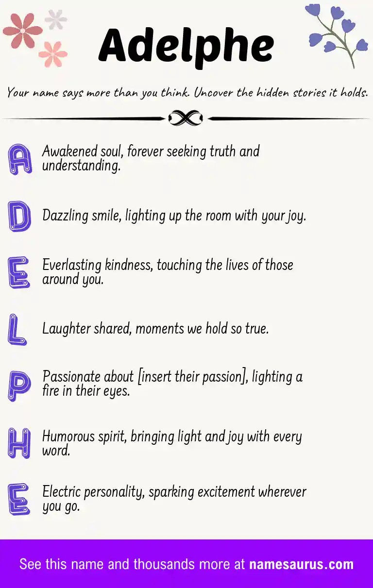 Acrostic poem about Adelphe.