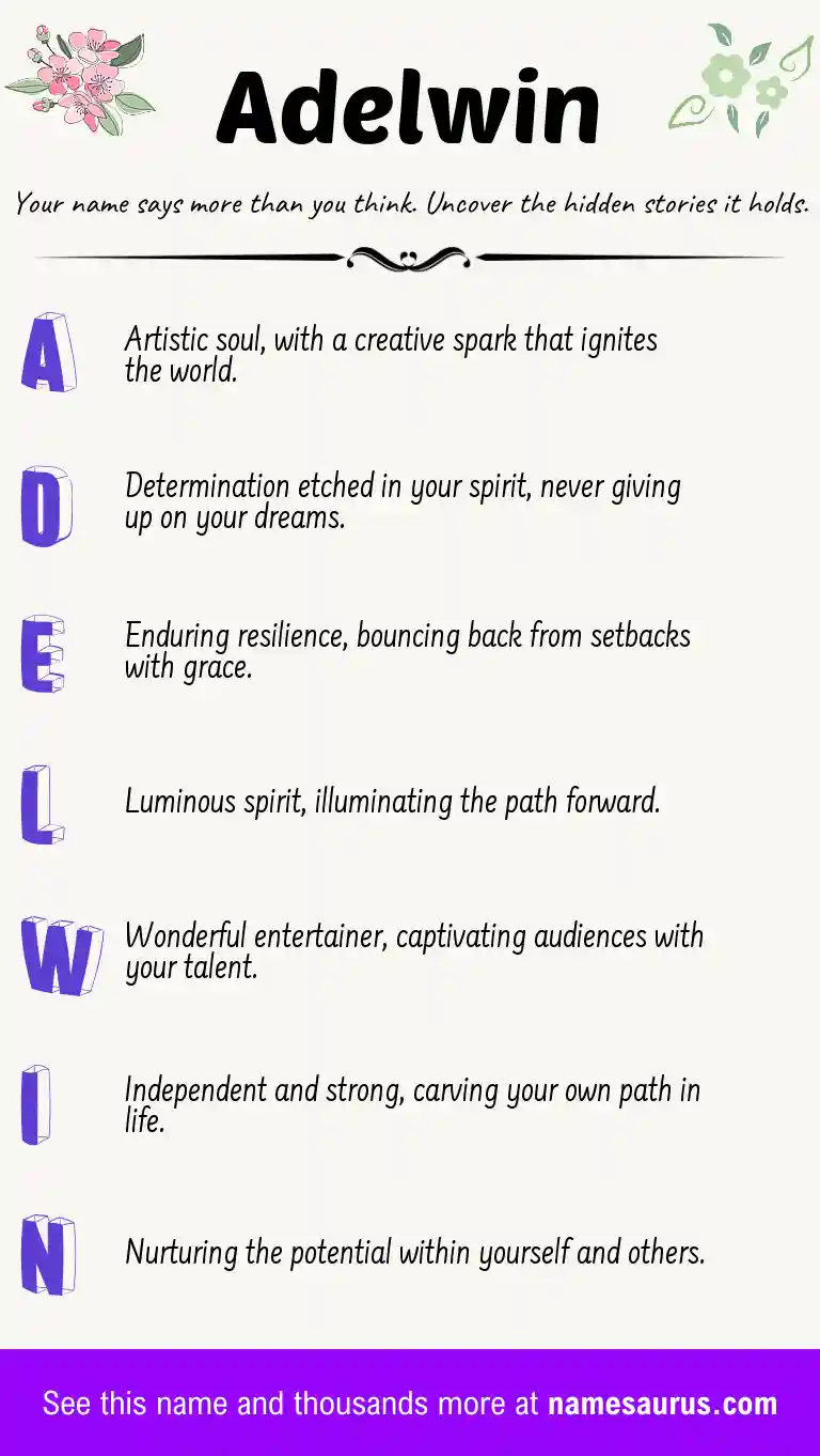 Acrostic poem about Adelwin.