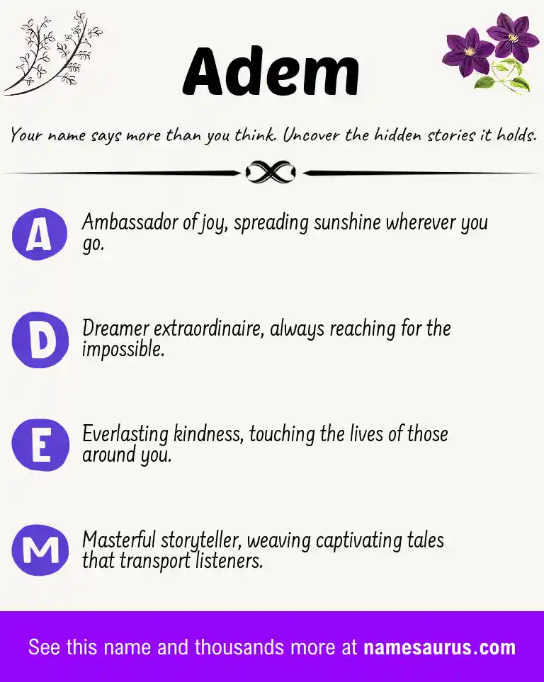 Acrostic poem about Adem.
