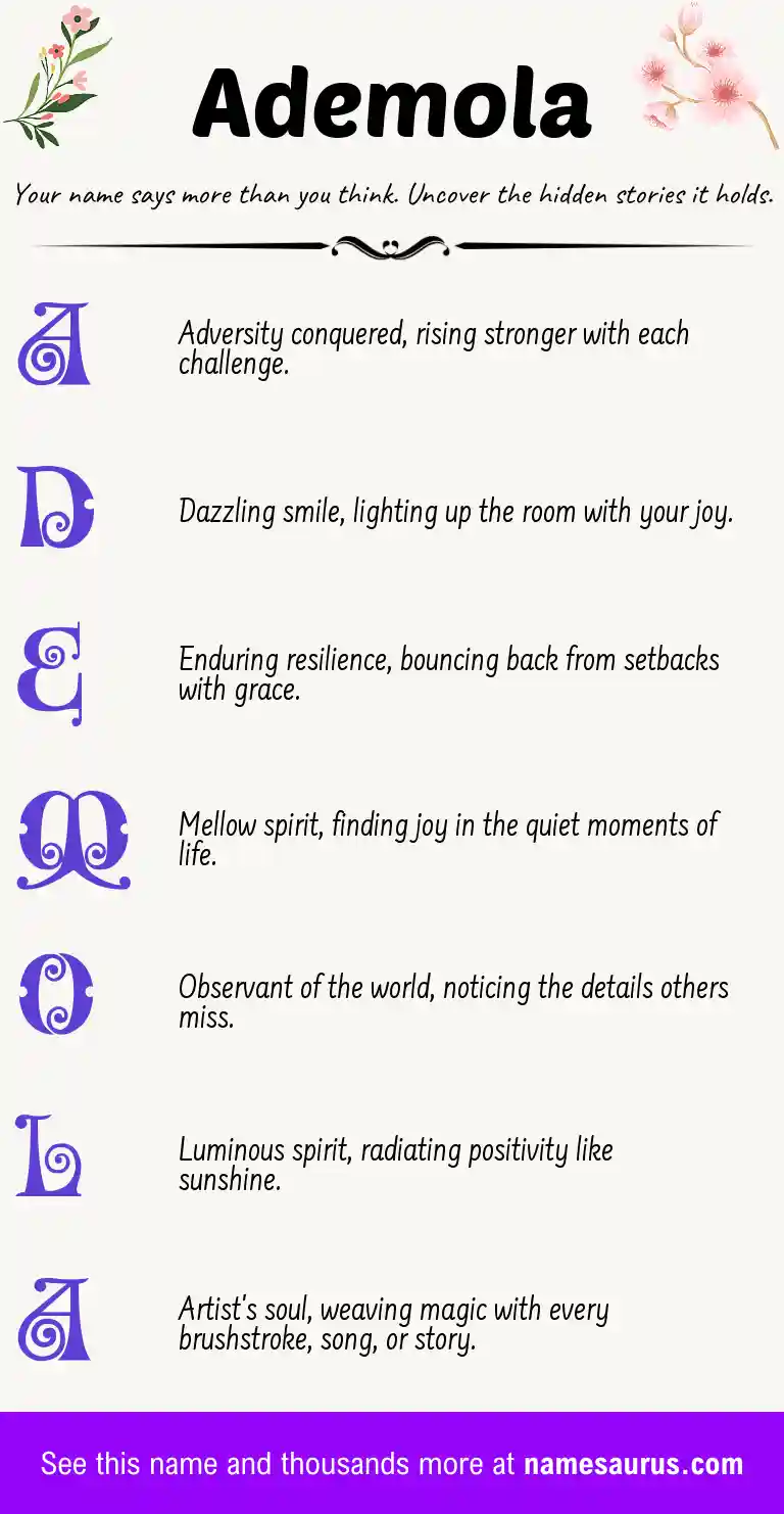 Acrostic poem about Ademola.