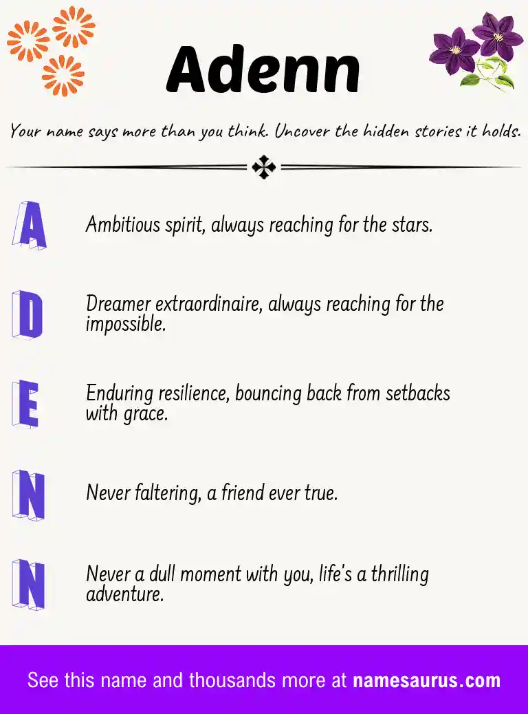 Acrostic poem about Adenn.