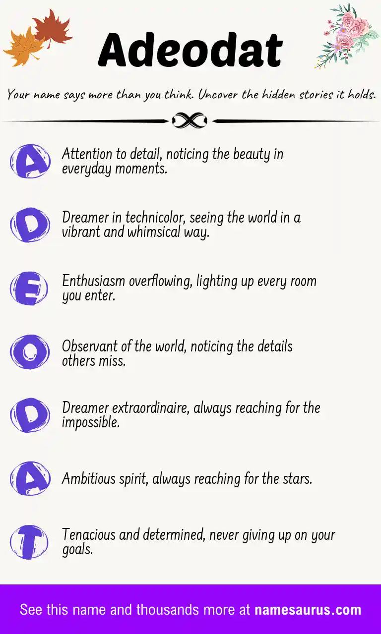 Acrostic poem about Adeodat.