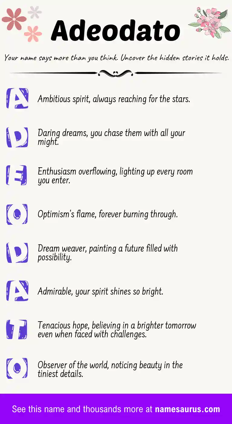 Acrostic poem about Adeodato.