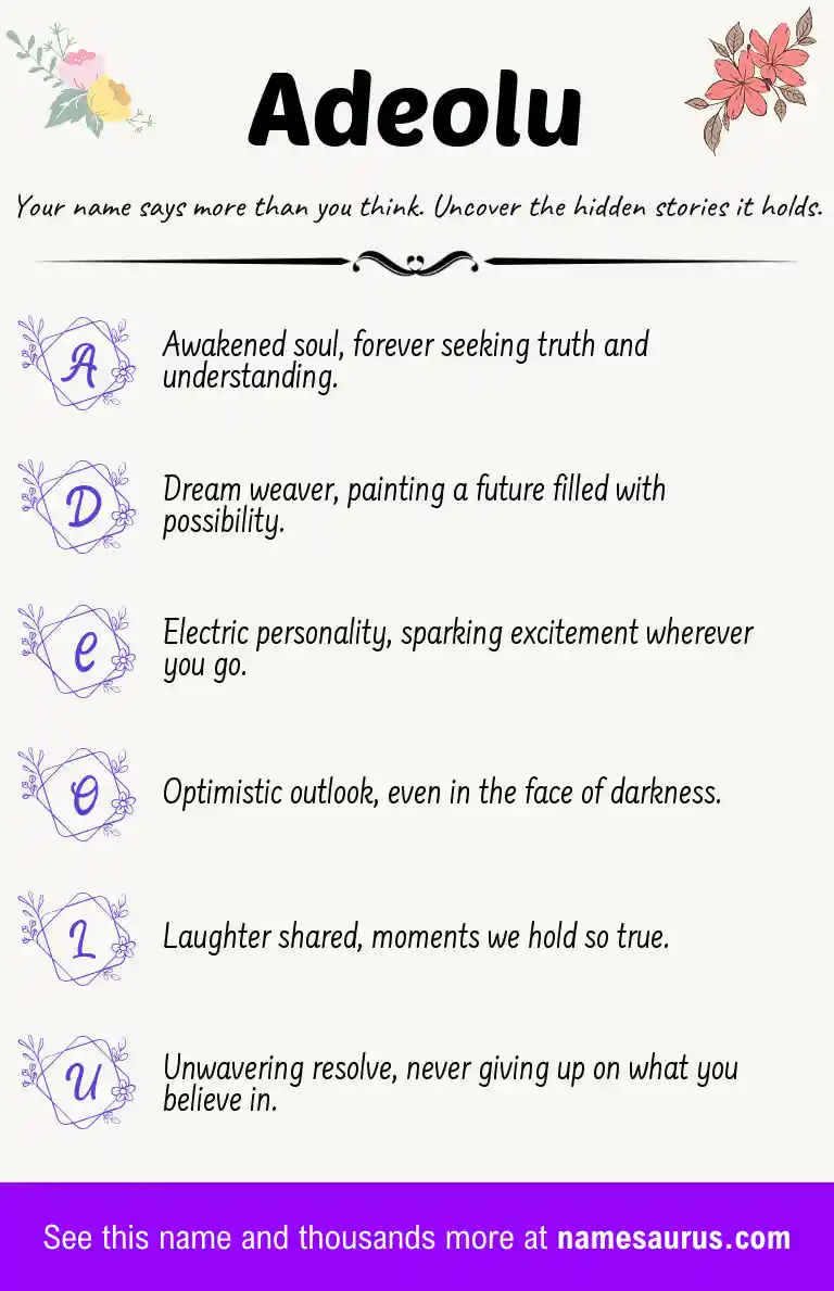 Acrostic poem about Adeolu.