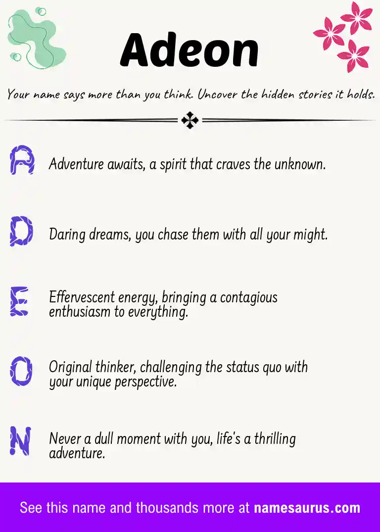 Acrostic poem about Adeon.