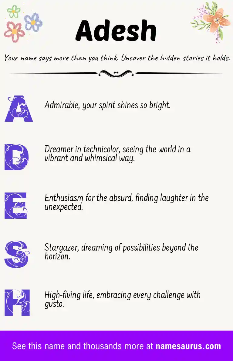 Acrostic poem about Adesh.