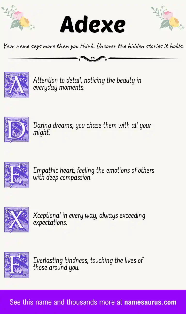Acrostic poem about Adexe.